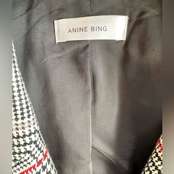 Anine Bing Black White and Red Checkered Blazer - Picture 2 of 10